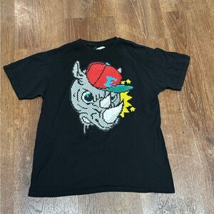 Ecko Unlimited Black Tee with Rhino and Red Cap